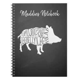Butcher diagram meat cuts wild boar hunting notebook