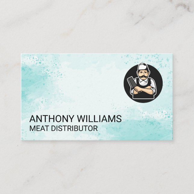 Butcher Holding Cleaver Business Card (Front)