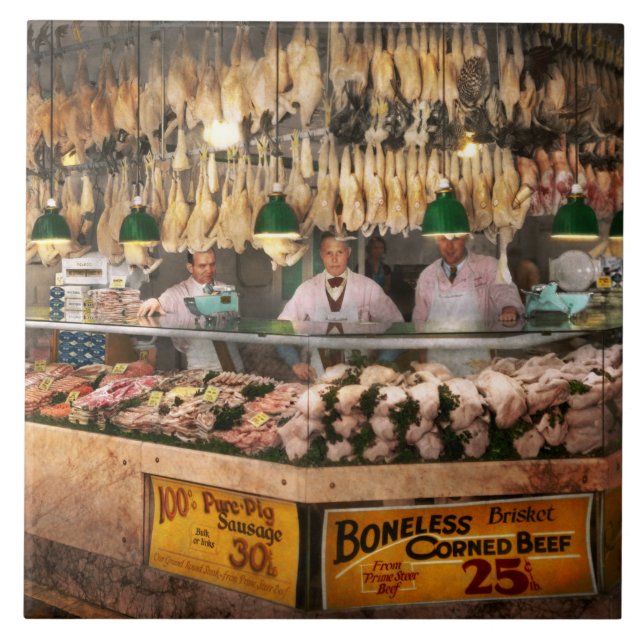 Butcher - Hooked on chicken 1931 Ceramic Tile (Front)