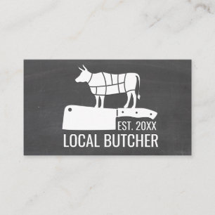 Butcher Knife Beef Cut Chart Chalkboard Business Card