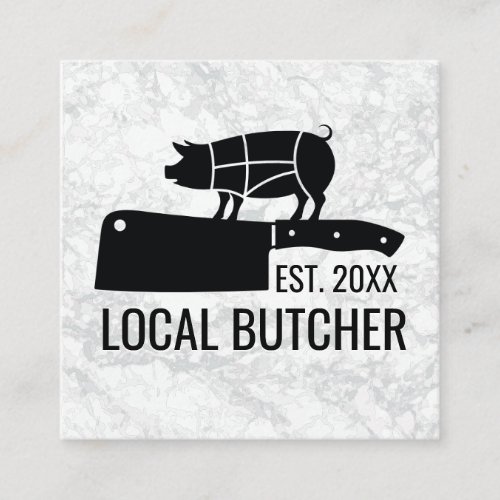 Butcher Knife   Cut Pork Chart Square Business Card
