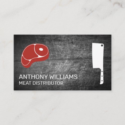 Butcher Knife Meat  Scratched Metal Business Card