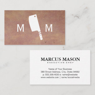 Butcher Knife Monogram Texture Background Business Card