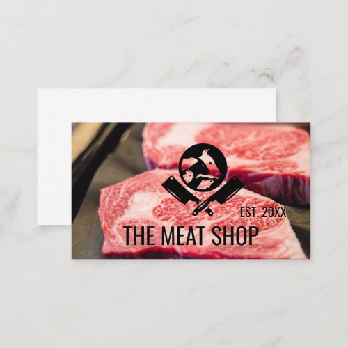 Butcher Knives  Animals Logo  Steak Cut Business Card