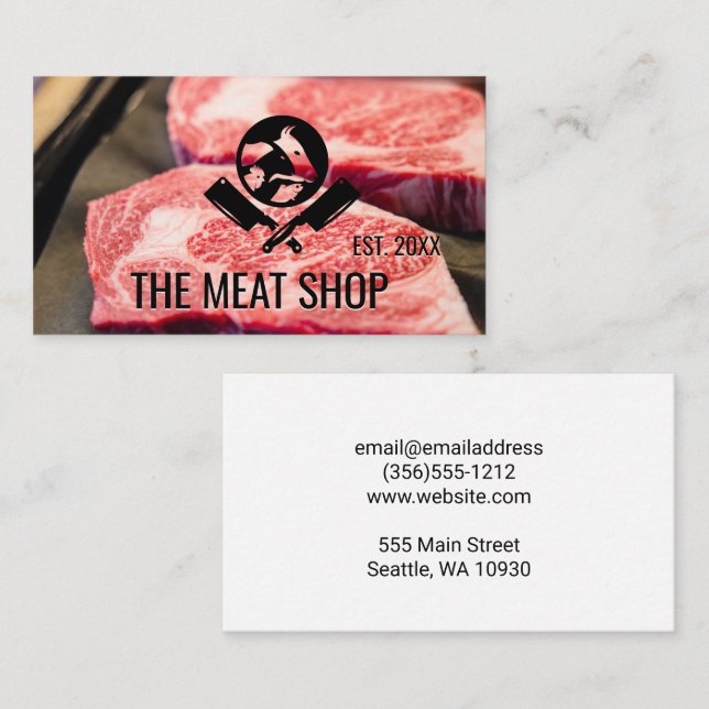 Butcher Knives | Animals Logo | Steak Cut Business Card (Front/Back)