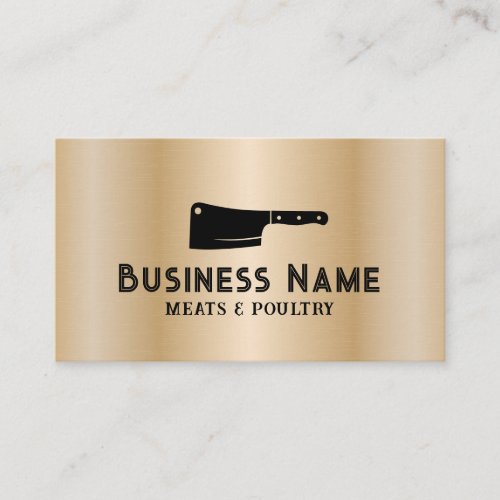 Butcher Meat Cleaver Meats  Poultry Market Gold Business Card