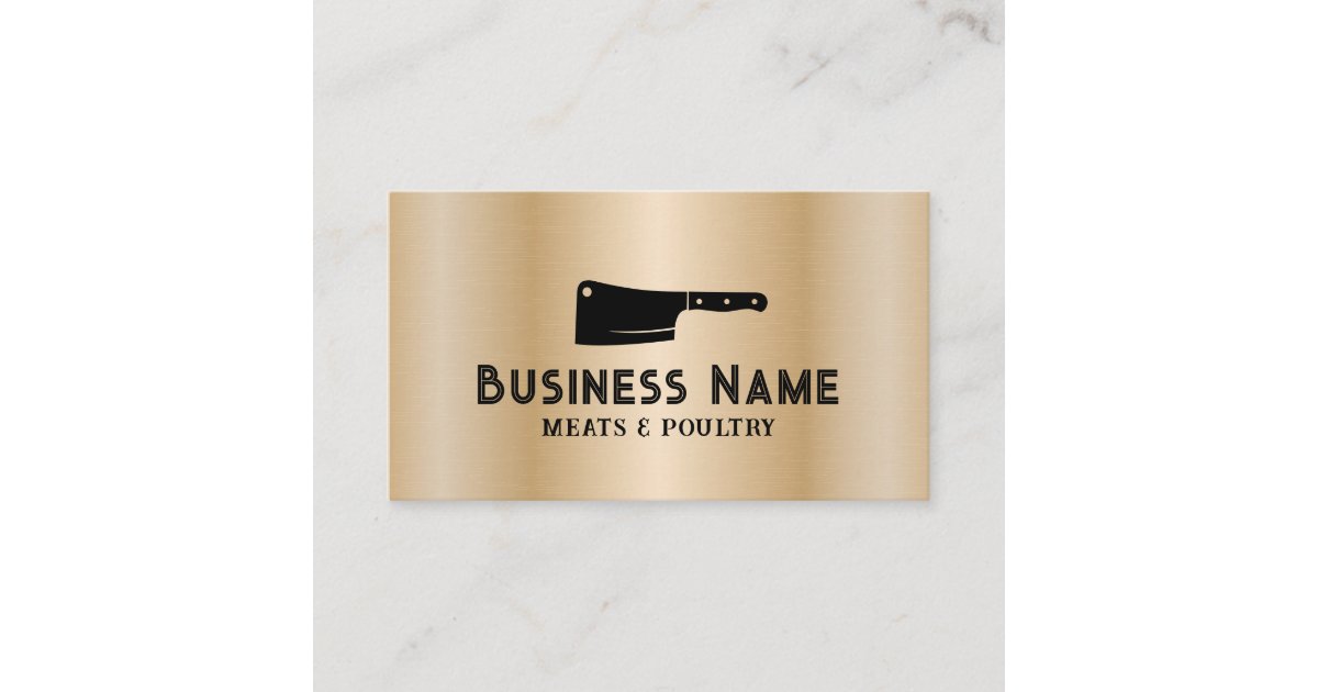 Butcher Meat Cleaver Meats & Poultry Market Gold Business Card Zazzle