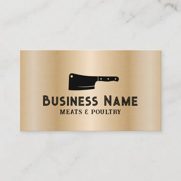 Butcher Meat Cleaver Meats & Poultry Market Gold Business Card Zazzle