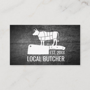Butcher Meat Cut Chart   Scratched Metal Business Card