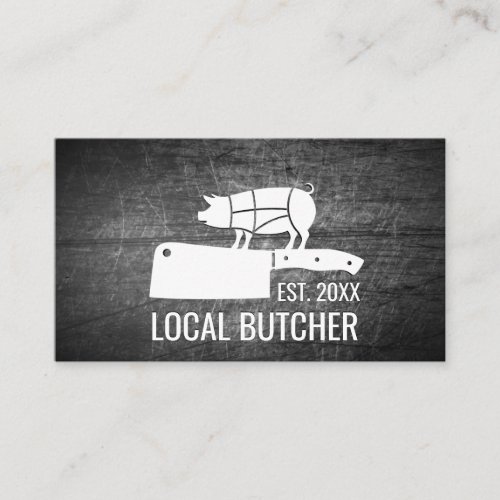 Butcher Meat Cut Chart  Scratched Metal Business Card