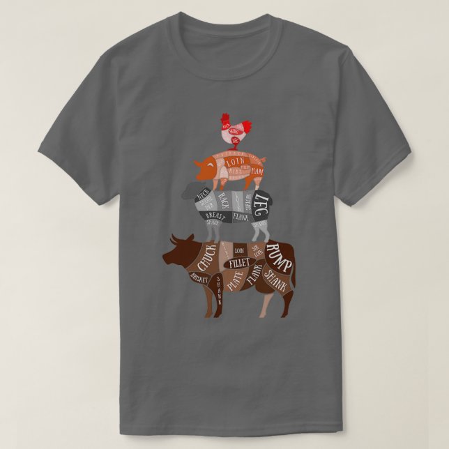 Butcher Meat Cuts Diagram Butcher Chef Sous Chef L T-Shirt (Design Front)