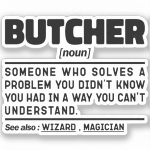 Butcher Noun Definition Birthday Gift Idea Funny Sticker