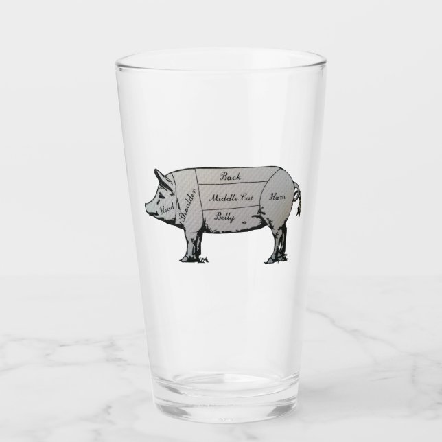 Butcher Pig Diagram Glass (Front)