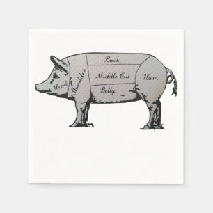 Butcher Pig Diagram Napkins