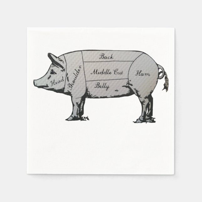 Butcher Pig Diagram Napkins (Front)