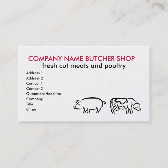 Butcher shop Business Cards (Front)