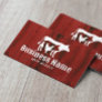 Butcher Shop Meat Market Chicken Pig Cow Red Wood Business Card