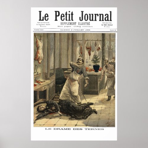 Butcher shop murder _ 1892 French newspaper print