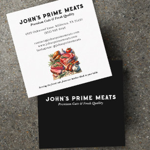 Butcher shop premium meat cuts tagline & slogan square business card
