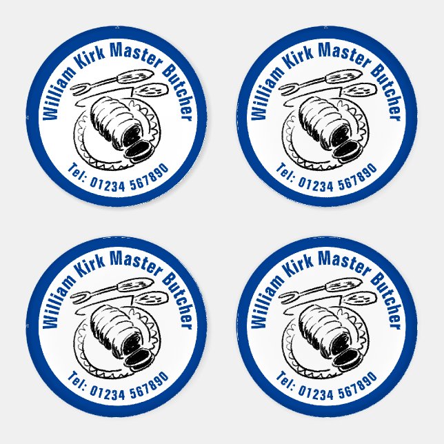 Butcher Themed Design to Personalise. Coaster Set (Set)