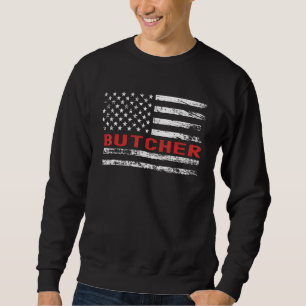 Butcher USA Flag Profession Retro Job Title Sweatshirt