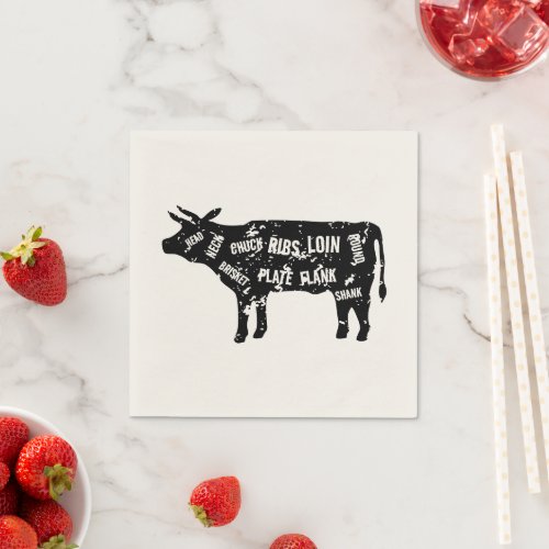 Butchers beef cuts cow napkins for meat lovers