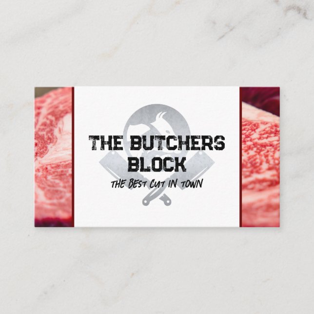 Butchers Knife | Beef Steaks Business Card (Front)