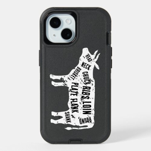 Butchers meat beef cuts diagram iPhone 15 case