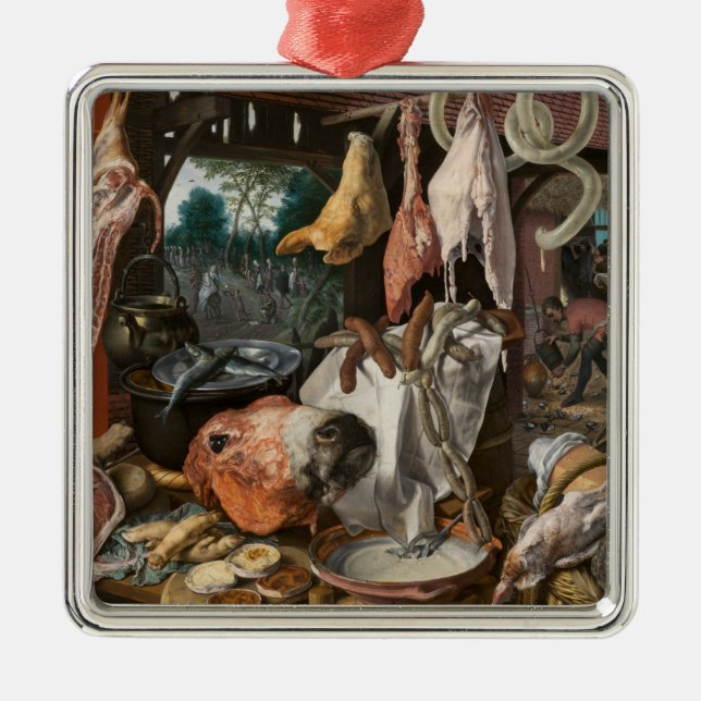 Butcher's Stall (by Pieter Aertsen) Metal Ornament (Front)