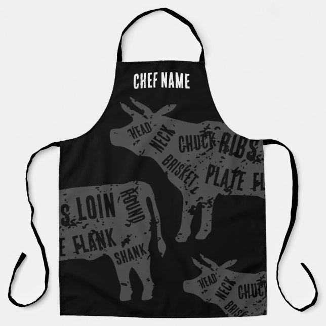 Butchery beef cuts BBQ apron for meat lovers (Front)