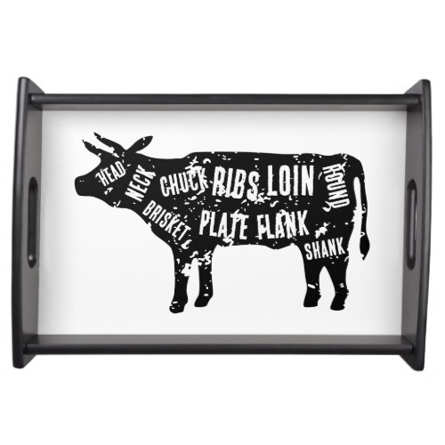 Butchery beef cuts cow drawing serving tray gift