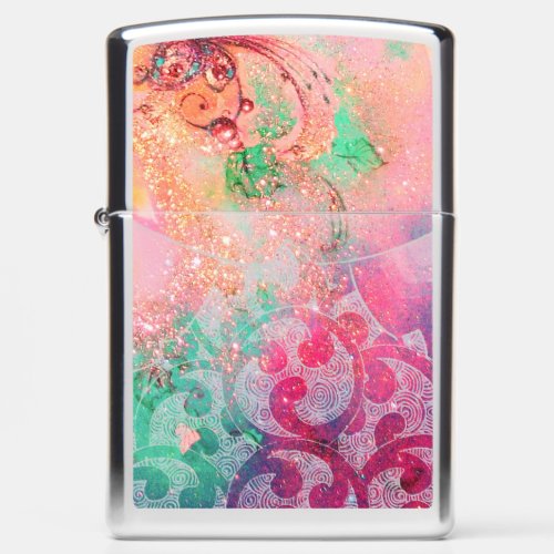 BUTERFLY PLANT Pink Green Floral SwirlsWaves Zippo Lighter