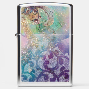 BUTERFLY PLANT Teal,Blue Green Floral Swirls.Waves Zippo Lighter