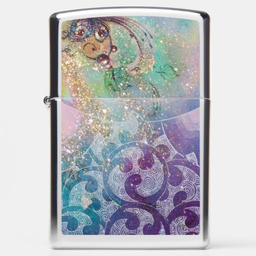 BUTERFLY PLANT TealBlue Green Floral SwirlsWaves Zippo Lighter
