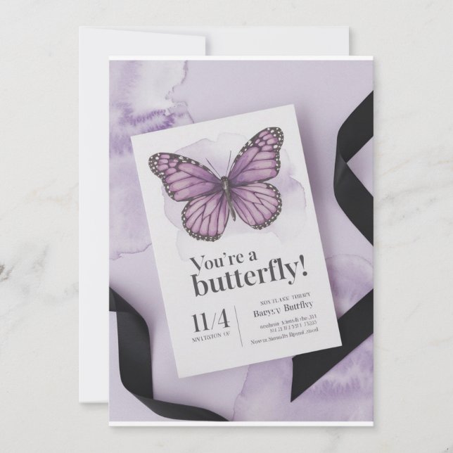 Butfu bginnings: Elegant Baby Shower Invitation"  Invitation (Front)