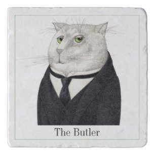 BUTLER CAT Marble Stone Trivet + Text II