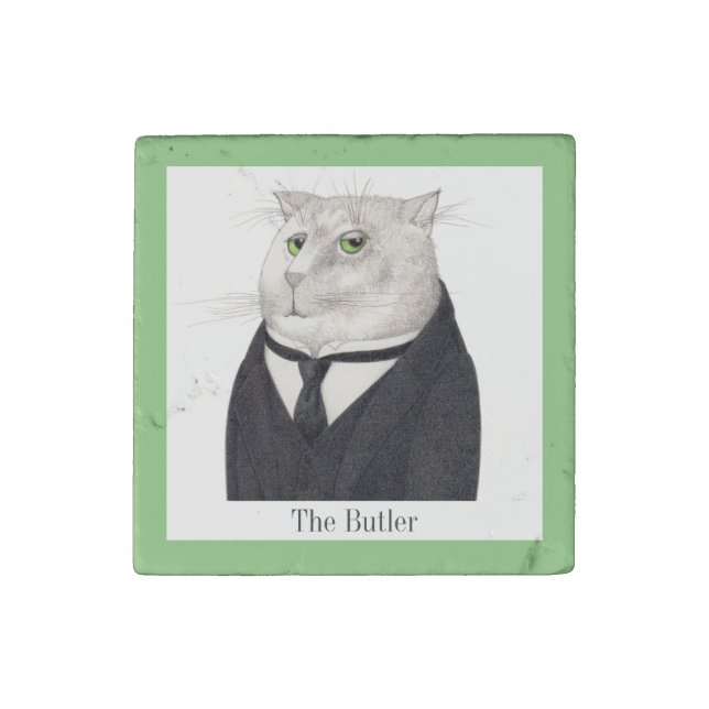 BUTLER CAT Primed Marble Stone Magnet + Text (Front)