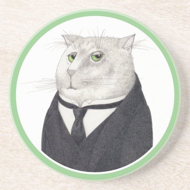BUTLER CAT Round Sandstone Coaster (Front)