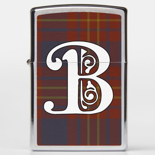Butler Clan Tartan Monogram Zippo Lighter (Front)