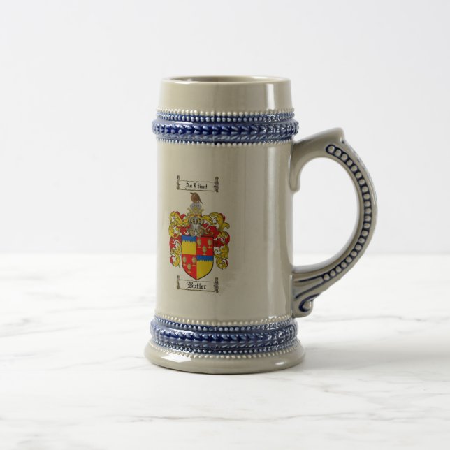 BUTLER FAMILY CREST -  BUTLER COAT OF ARMS BEER STEIN (Right)