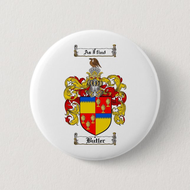 BUTLER FAMILY CREST -  BUTLER COAT OF ARMS BUTTON (Front)