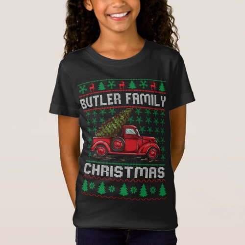 Butler Family Ugly Christmas Sweater Red Truck Fun