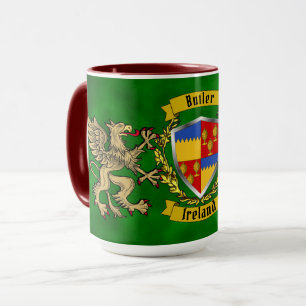 Butler Irish Shield & Griffins Personalized Mug