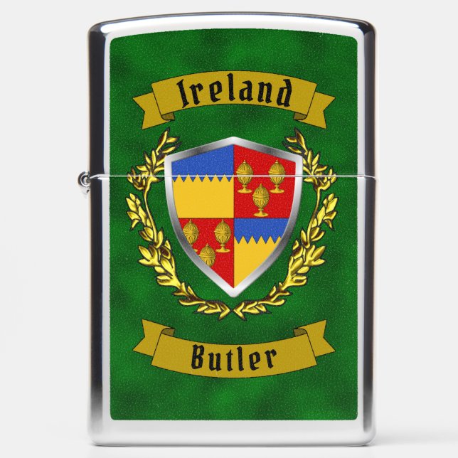 Butler Irish Shield Personalized  Zippo Lighter (Front)