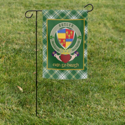 Butler Irish Shield wCladdagh Personalized  Garden Flag