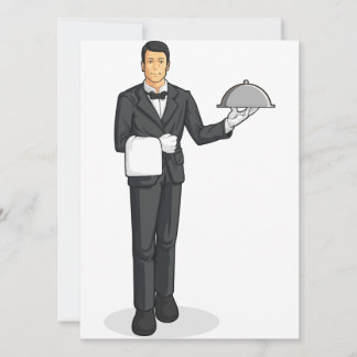 Butler or Waiter Serving Tray of Food