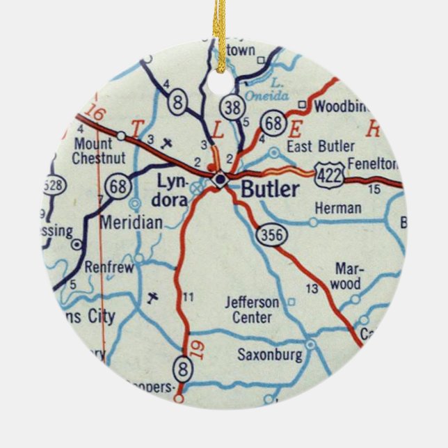 Butler PA Ceramic Ornament (Back)