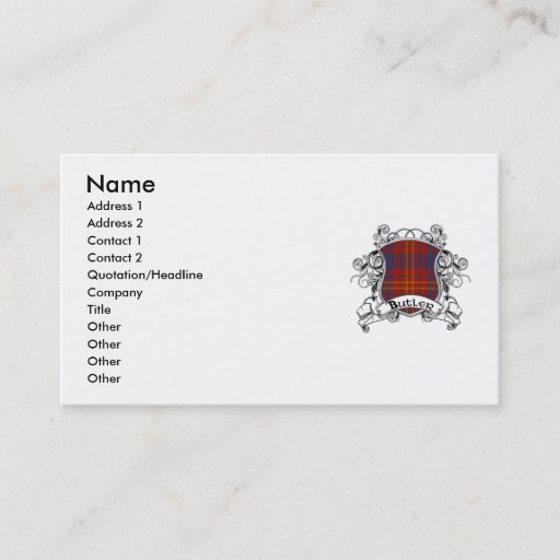 Customizable Butler Tartan Shield Business Cards