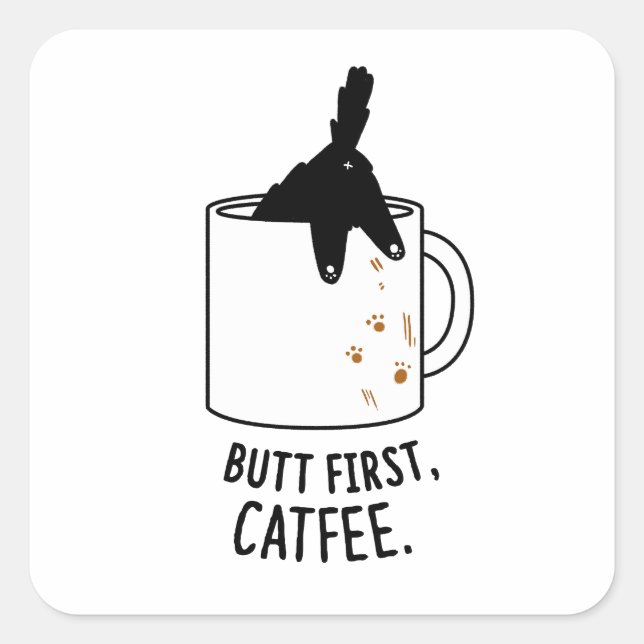 Butt First, Cat-fee Cat Sticker (Front)