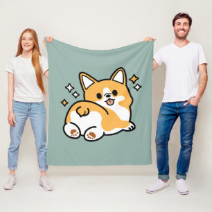 Butt First, Let's Nap – Cute Corgi Butt Cartoon Fleece Blanket